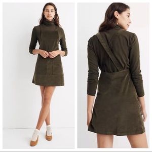 Madewell Velveteen Jumper Dress Green